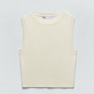 NWT Cream Ribbed Knit Crop Top